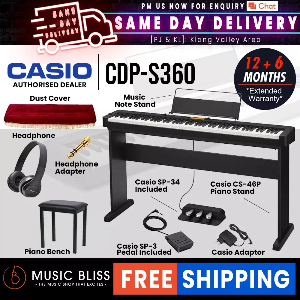 Casio CDP-S360 88-key Digital Piano Home Package – Black