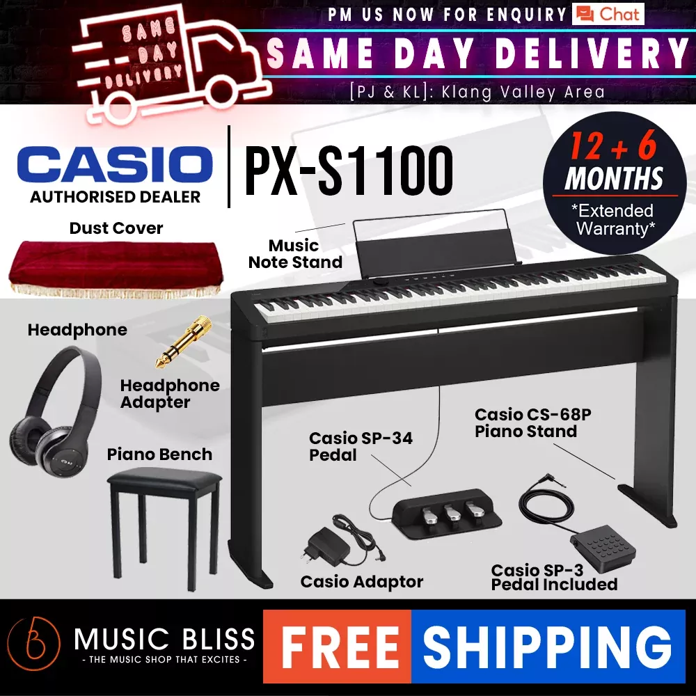 Casio PX-S1100 88-key Digital Piano Home Package – Black