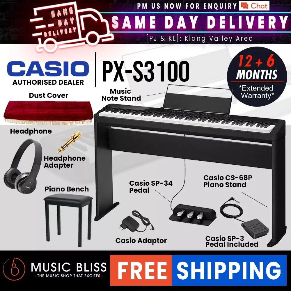 Casio PX-S3100 88-key Digital Piano Home Package – Black