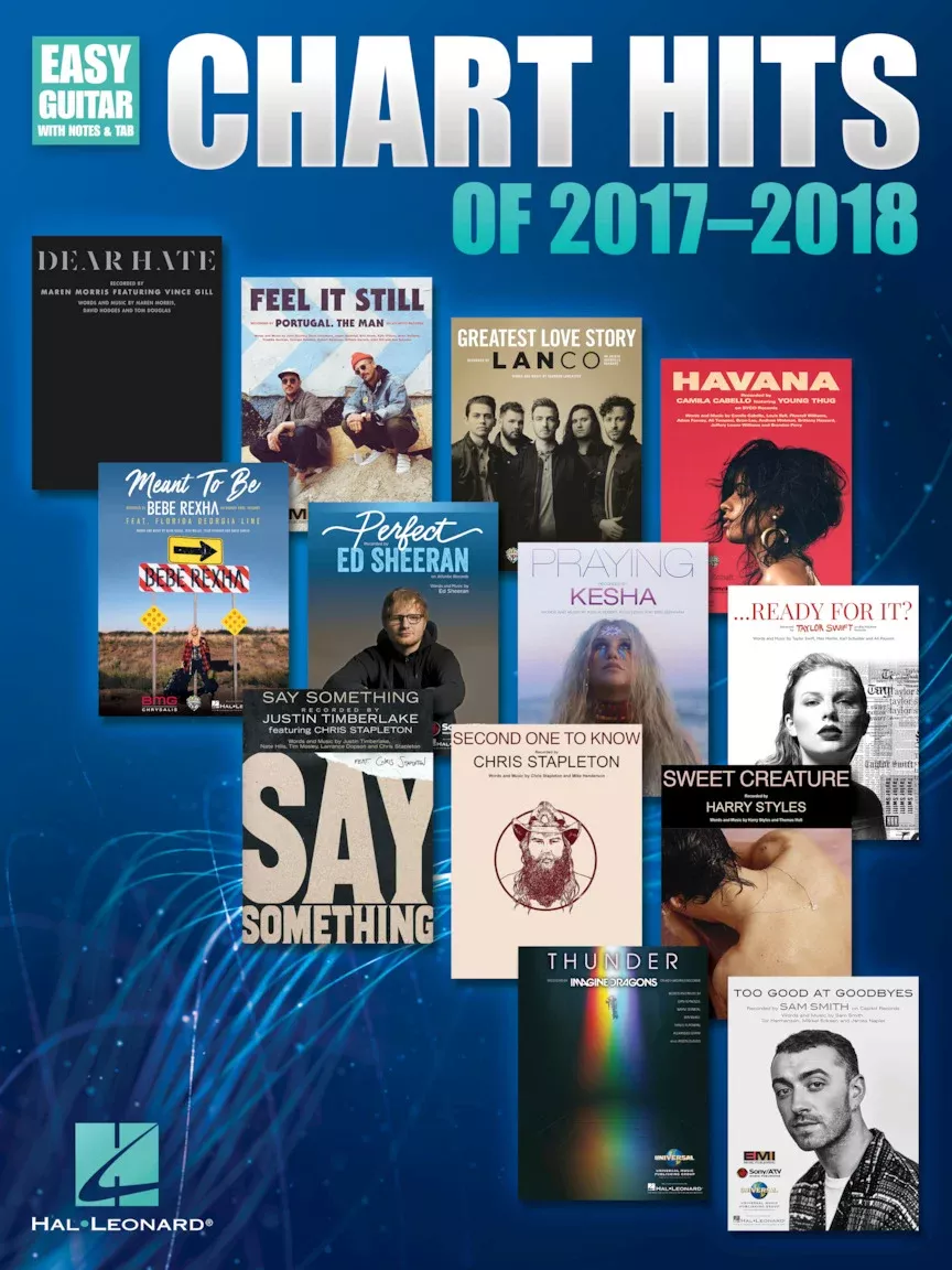 CHART HITS OF 2017-2018 EASY GUITAR NOTES & TAB