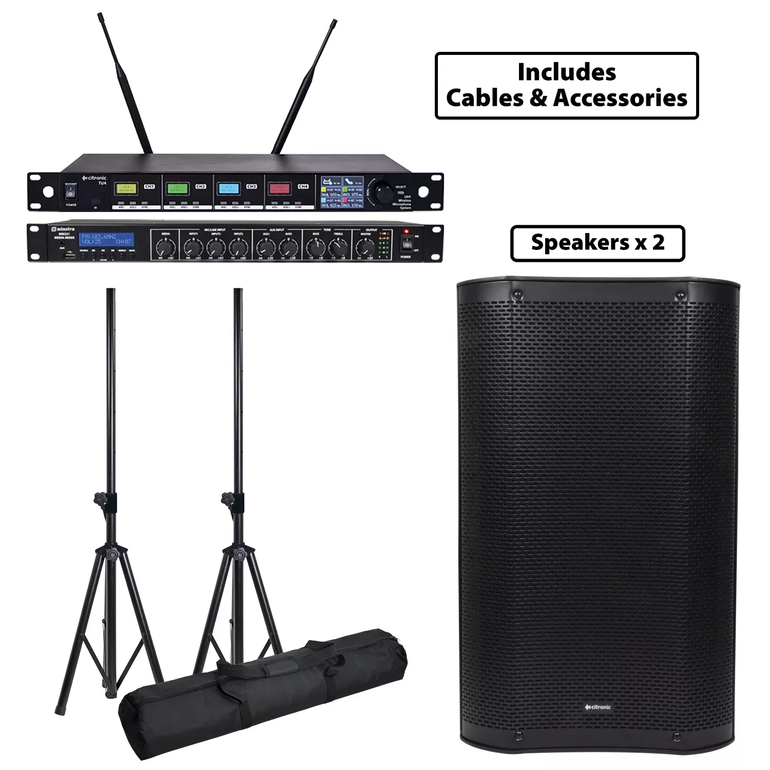 Citronic Large Portable Active PA Package – 2xCASA-12A-PK