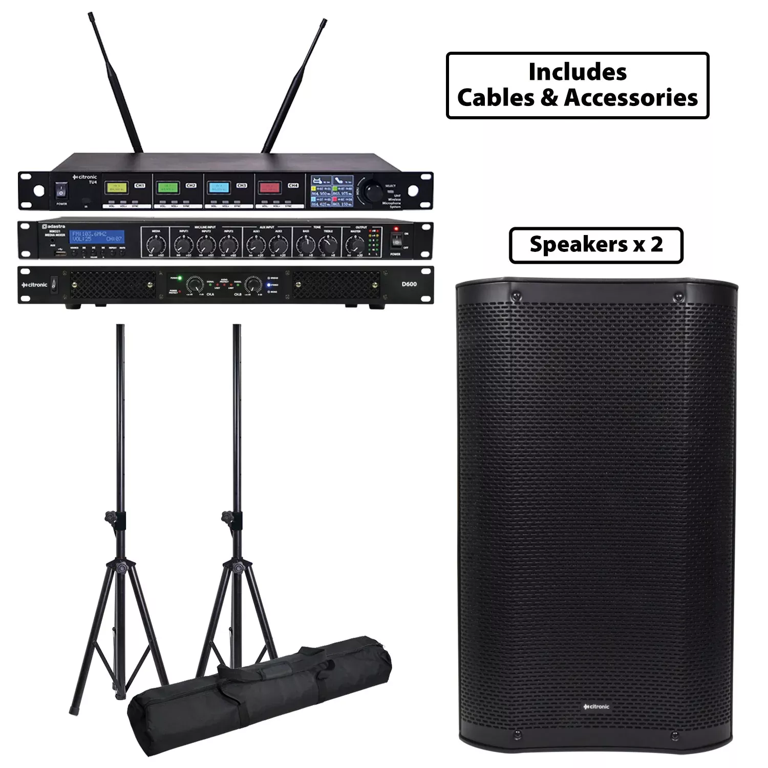 Citronic Large Portable Passive PA Package – D600-2xCASA-12