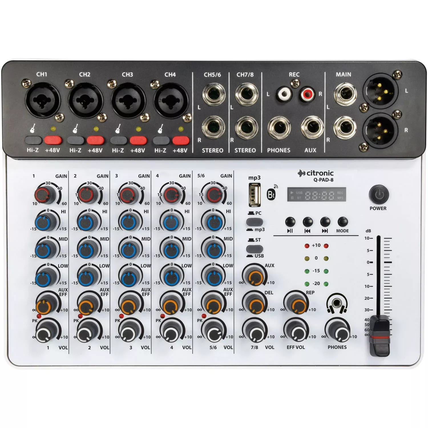 Citronic Q-PAD-8 Compact Mixer with USB/BT and Audio Interface
