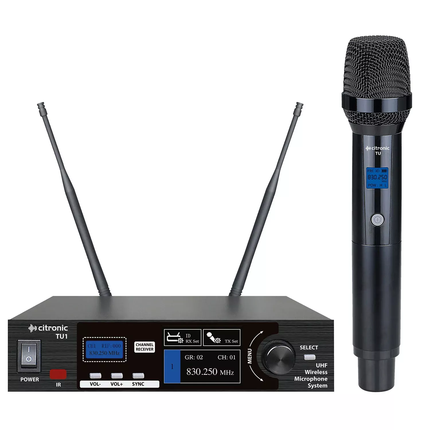 Citronic TU-series PLL Tuneable UHF Wireless Microphone System – TU1-H