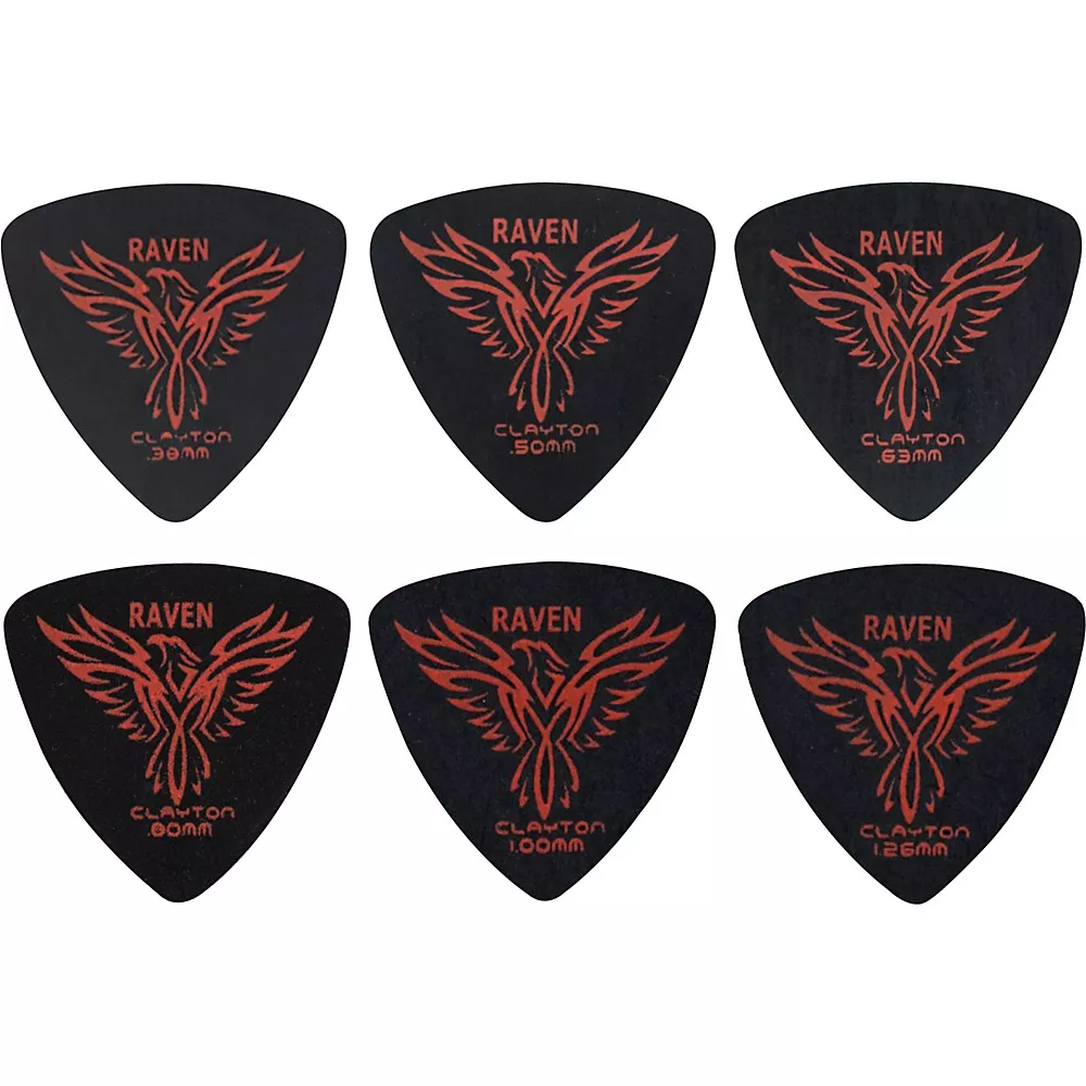 Clayton Black Raven Rounded Triangle Guitar Picks .63 mm 1 Dozen