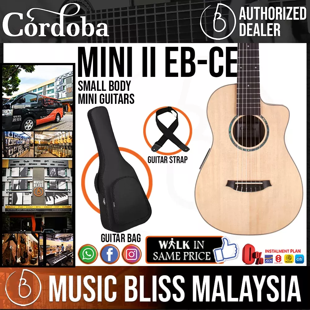 Cordoba Mini II EB-CE - Solid Spruce Top, Striped Ebony Back & Sides