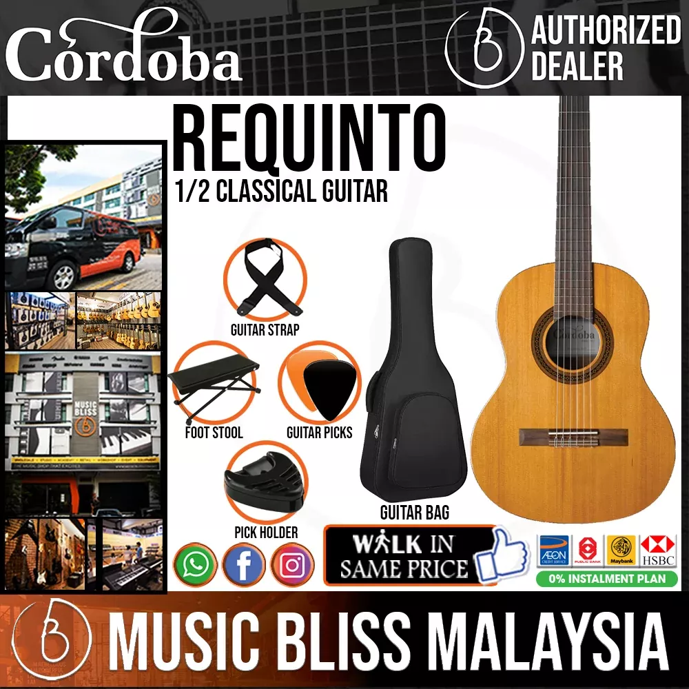 Cordoba Requinto 1/2 Classical Guitar – Solid Canadian Cedar Top, Mahogany Back & Sides Beginners Classical Guitar, Best For Traveling