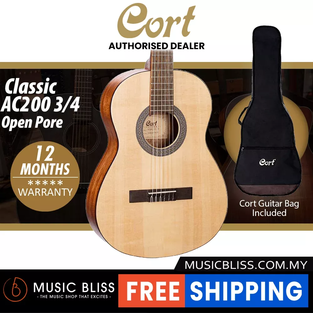 Cort AC200 3/4 Classical Guitar with Bag – Open Pore