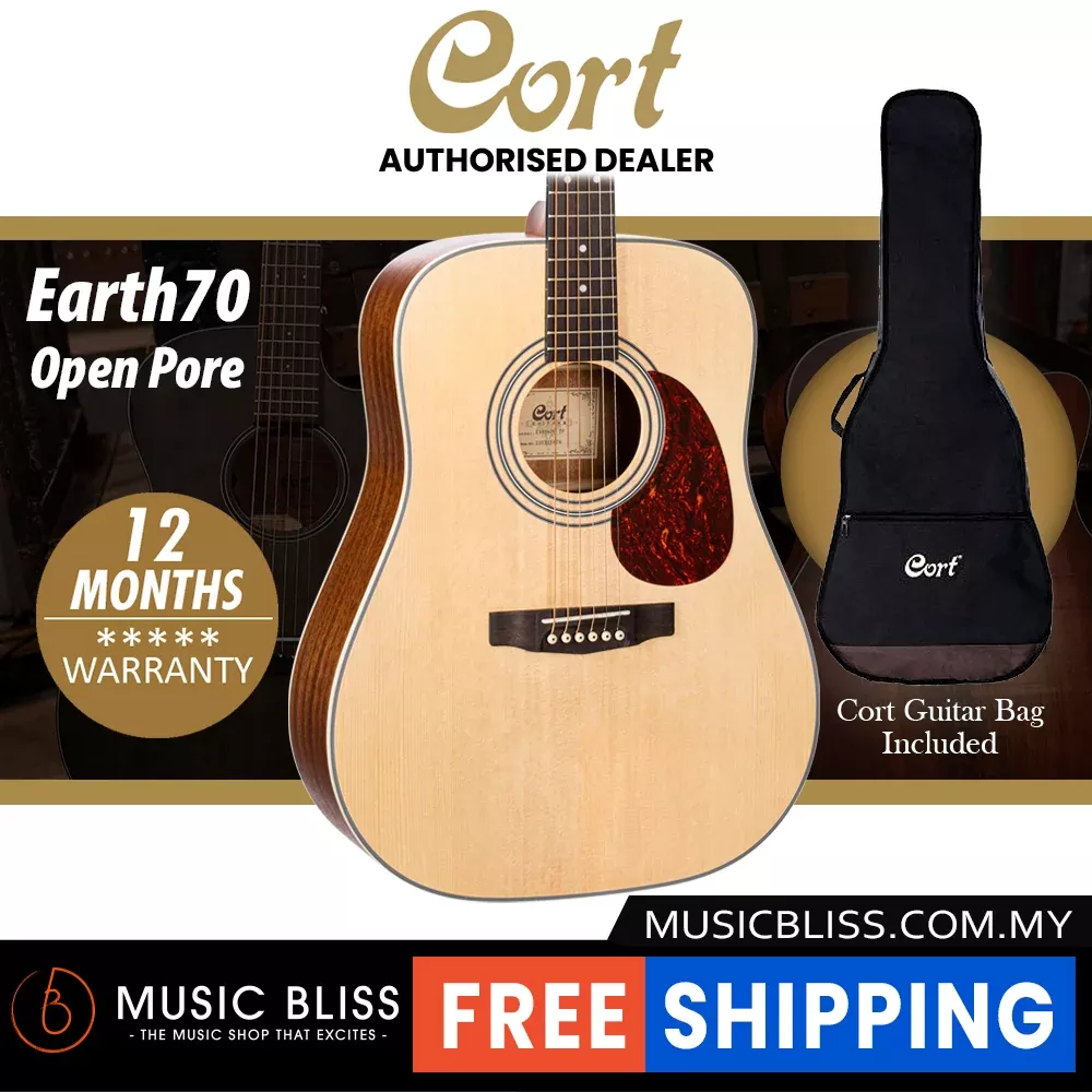 Cort Earth70 Acoustic Guitar with Bag – Open Pore