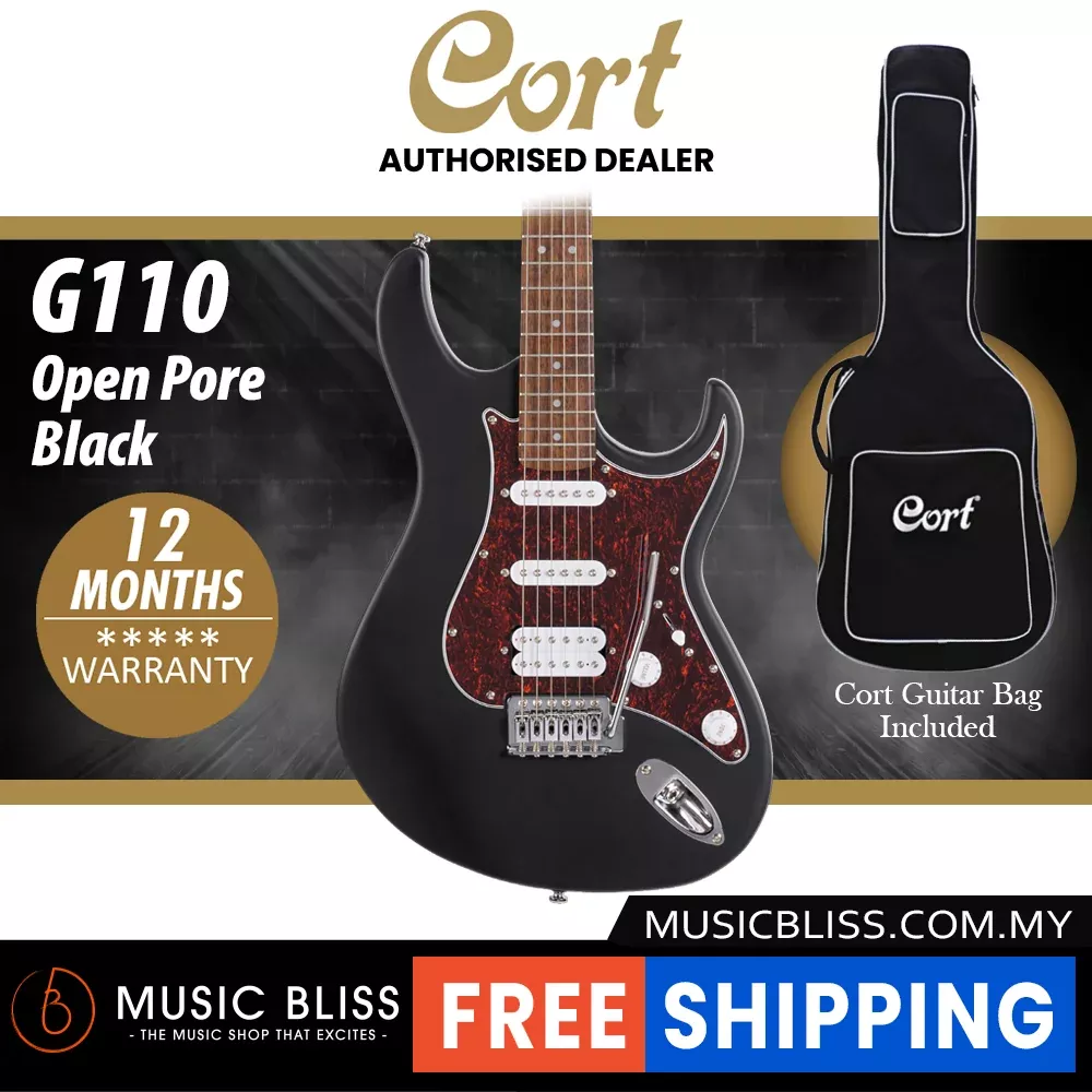 Cort G110 Electric Guitar with Bag – Open Pore Black