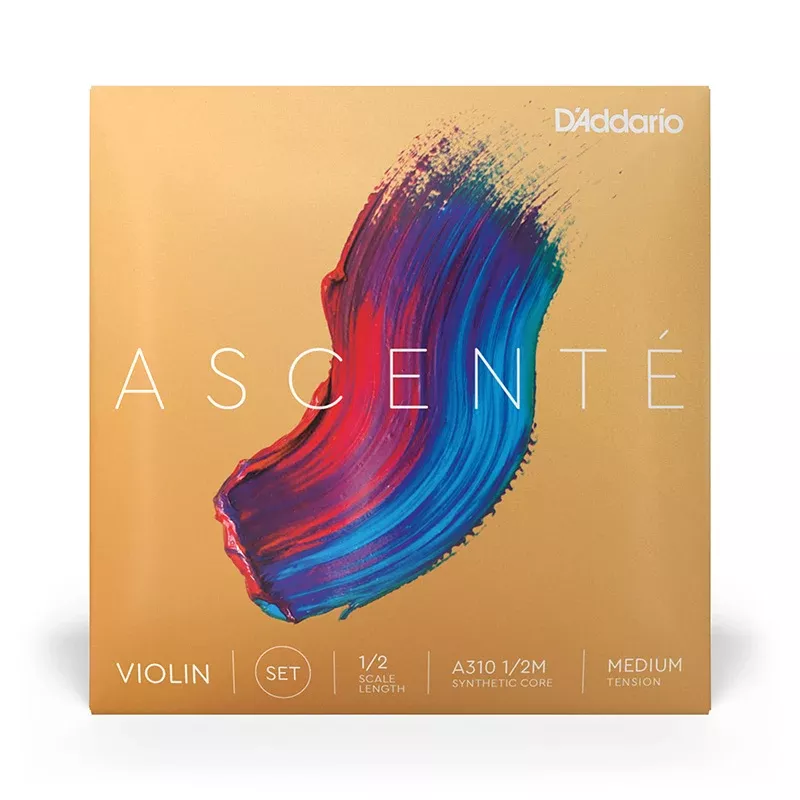 D’Addario Ascenté Violin String Set – Synthetic Core – 1/2 Scale Medium Tension