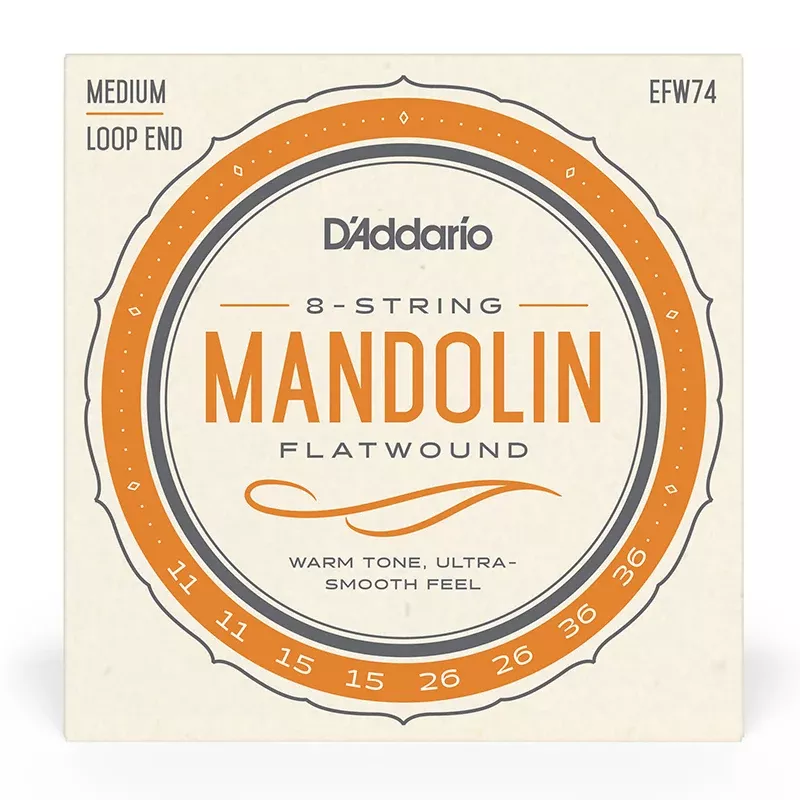 D'Addario EFW74 - Flatwound Mandolin Strings, Medium, 11-36