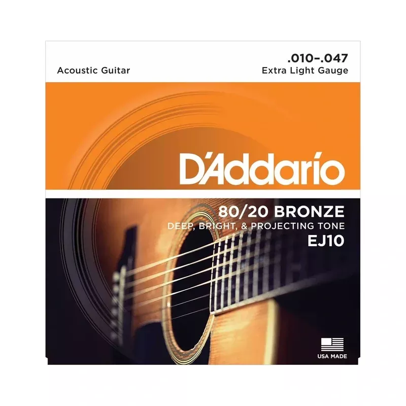 D’Addario EJ10 80/20 Bronze Extra Light Gauge Acoustic Guitar Strings
