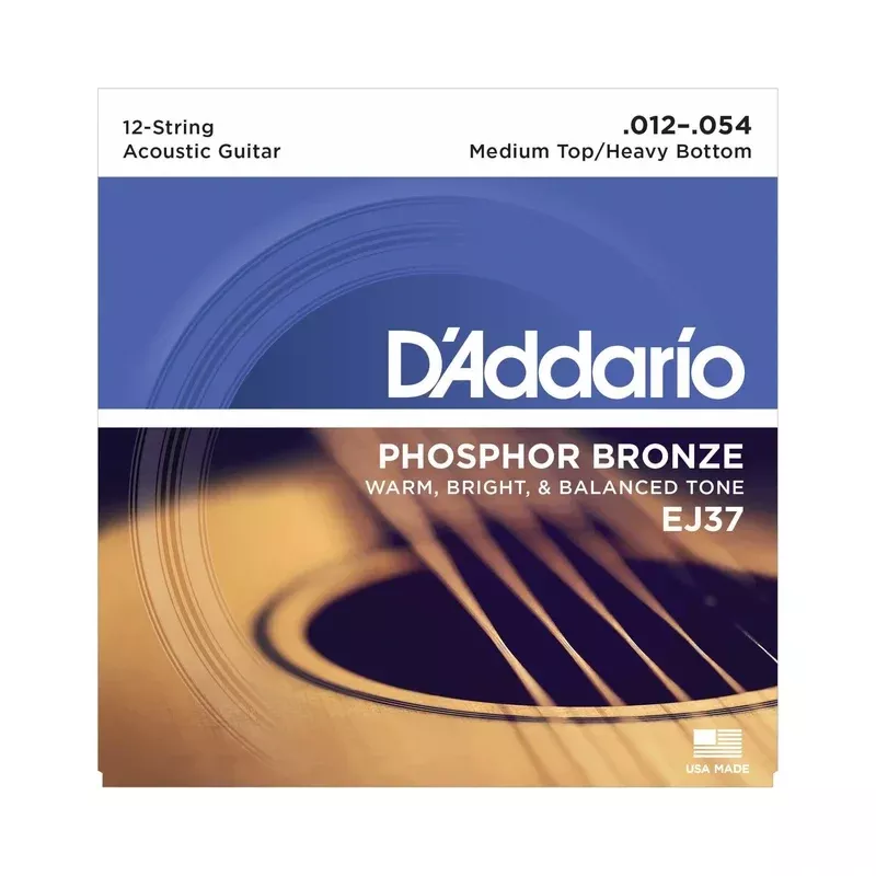 D’Addario EJ37 Phosphor Bronze Medium Top / Heavy Bottom 12-String Acoustic Guitar Strings