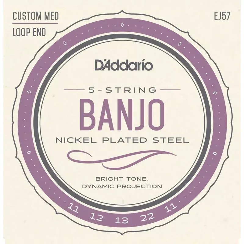 D’Addario EJ57 Nickel Plated Steel Custom Medium Gauge 5-String Banjo Strings