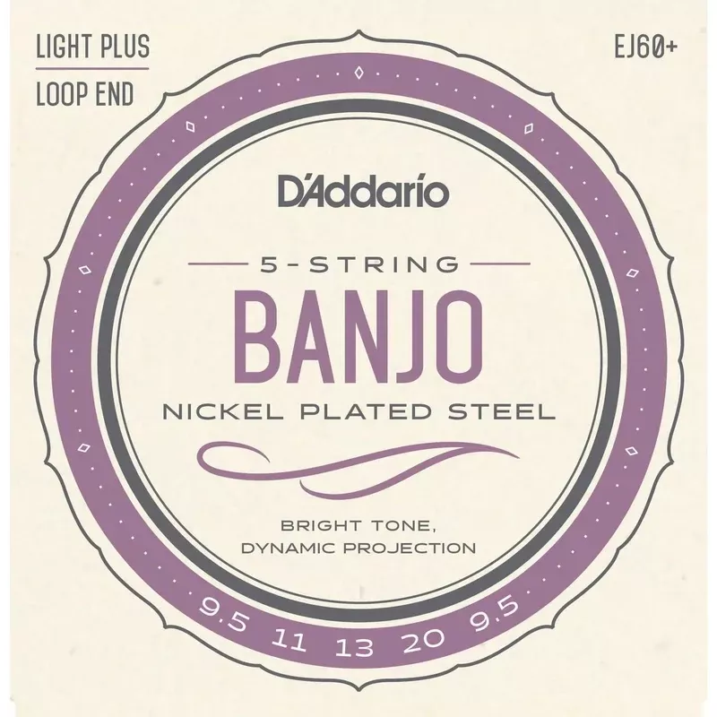 D’Addario EJ60+ Nickel Plated Steel Light Plus Gauge 5-String Banjo Strings