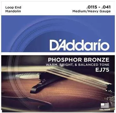D'Addario EJ75 Phosphor Bronze Medium/Heavy Mandolin Strings (11.5-41)