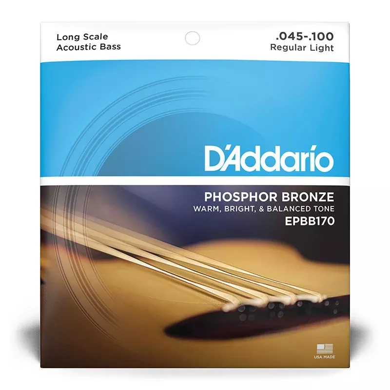 D’Addario EPBB170 Regular Light Long Scale Phosphor Bronze Acoustic Bass Strings (4-string) 45-100