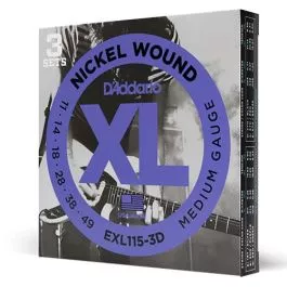 D’Addario EXL115-3D 11-49 MediumXL Nickel Electric Guitar Strings