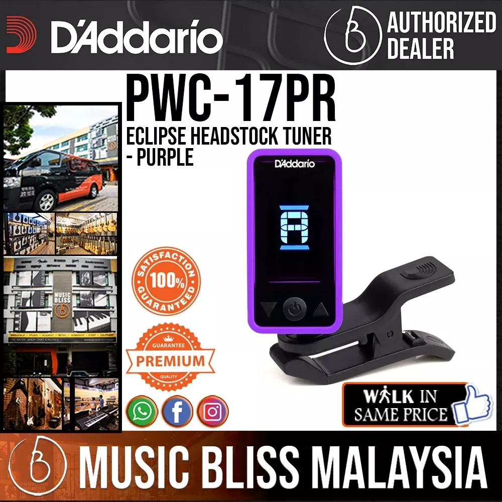 D’Addario PW-CT-17PR Eclipse Headstock Guitar Tuner – Purple