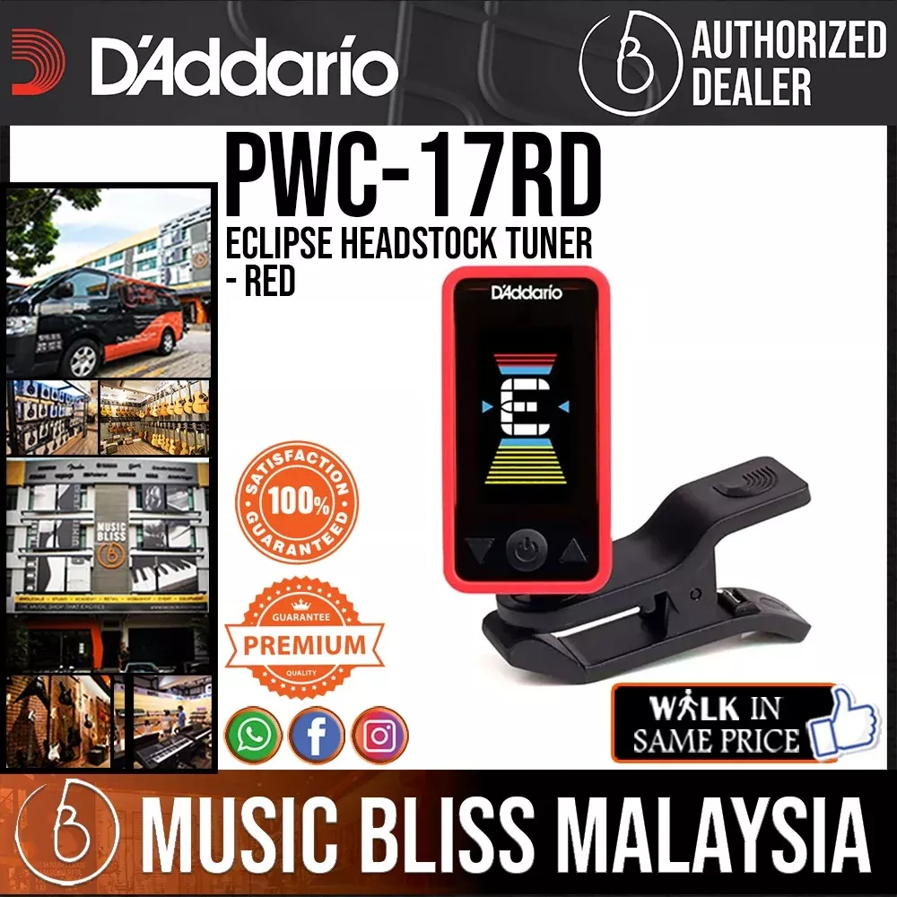 D’Addario PW-CT-17RD Eclipse Headstock Guitar Tuner – Red