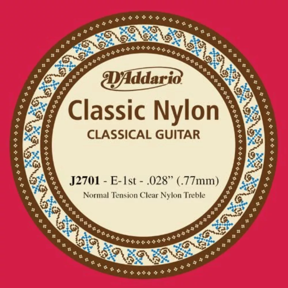 D'AddarioJ2701 Student Nylon Normal Tension Classical Guitar Single 1st String .028 Gauge