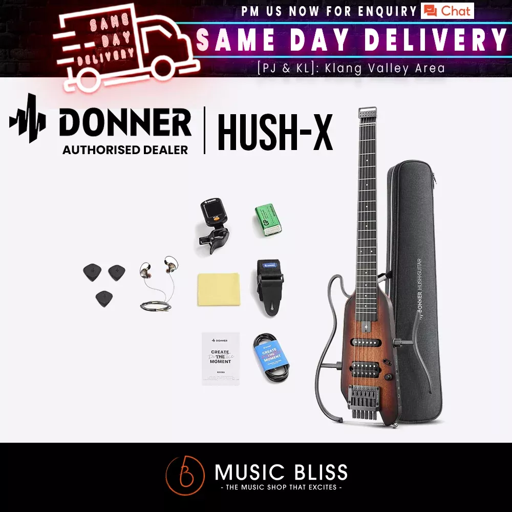 Donner HUSH-X Electric Guitar – Sunburst