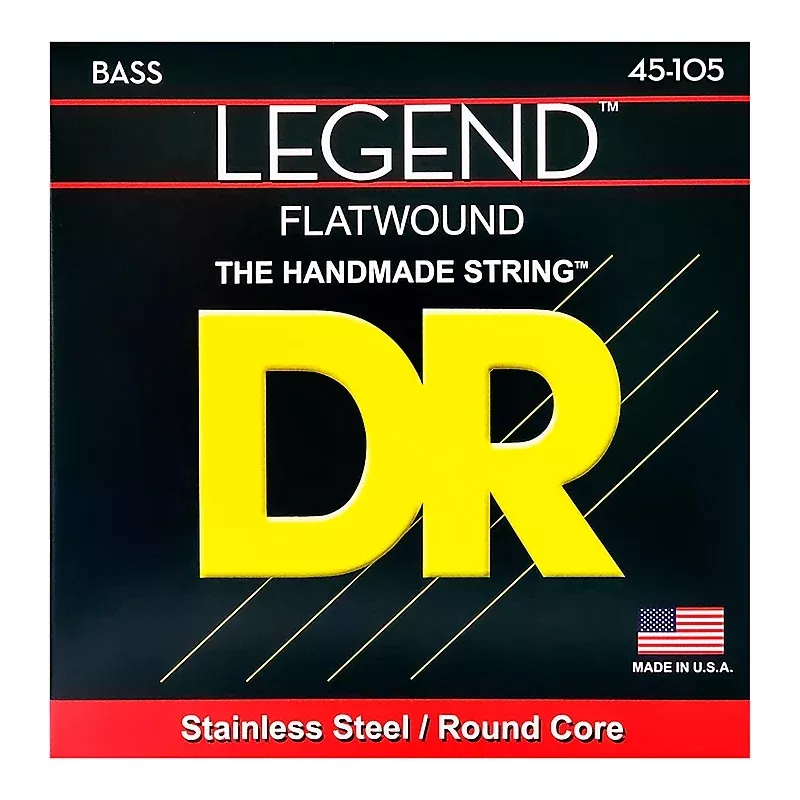 DR Legend FL-45 4-String Flatwound Stainless Steel Round Core Bass Guitar Strings – Medium (45-105)