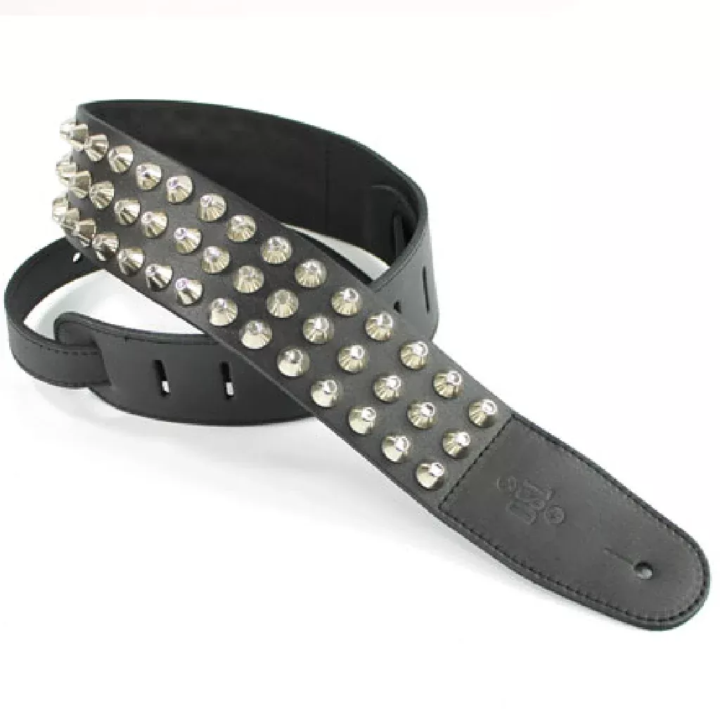 DSL Straps 2.5 Inch Extra Large Round Studs Strap in Black
