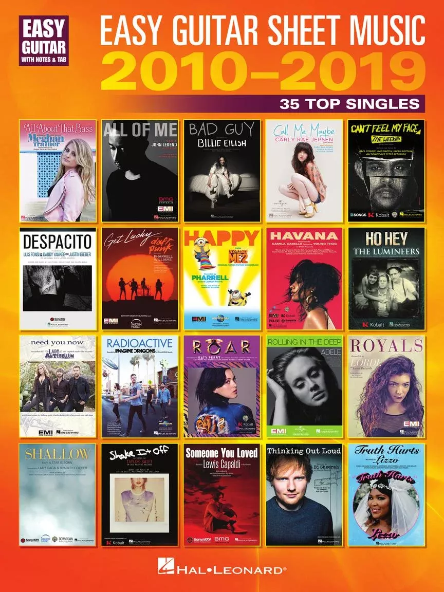 EASY GUITAR SHEET MUSIC 2010-2019 NOTES/TAB