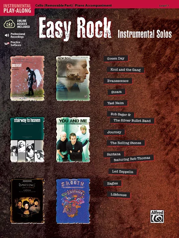 Easy Rock Instrumental Solos, Level 1 for Strings: Cello Book & Online Audio/Software