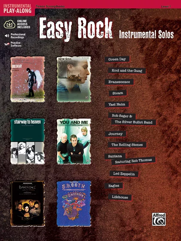 Easy Rock Instrumental Solos, Level 1: Tenor Sax Book & Online Audio/Software