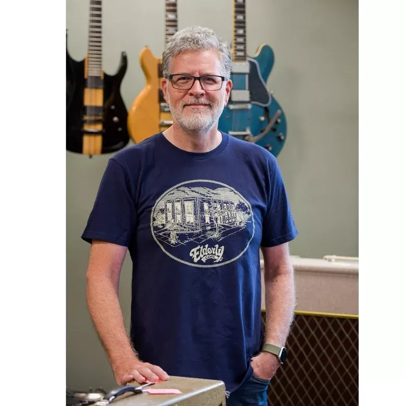 Elderly Instruments Building Shirt, Navy (Various Sizes)