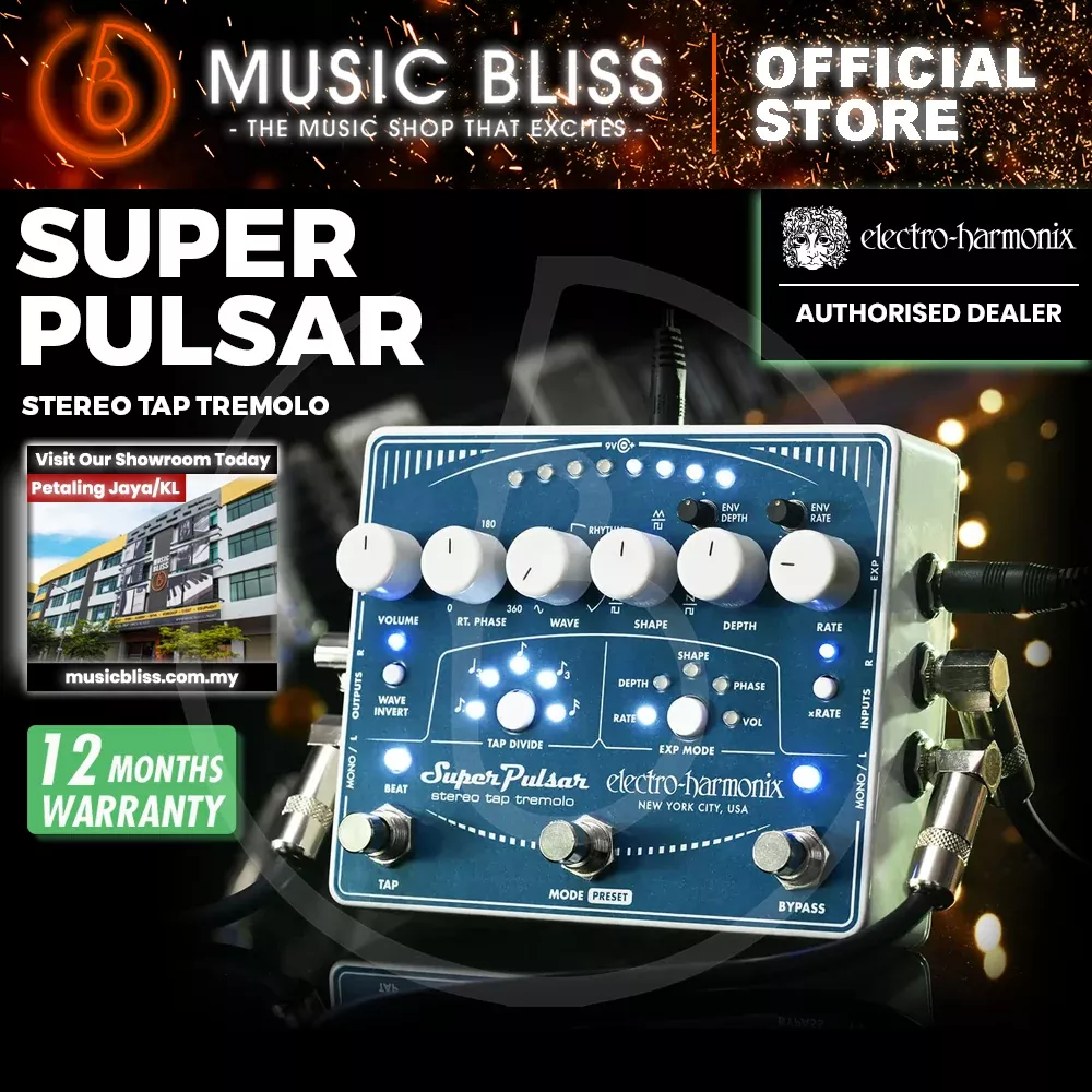 Electro-Harmonix Super Pulsar Stereo Tap Tremelo Guitar Effects Pedal