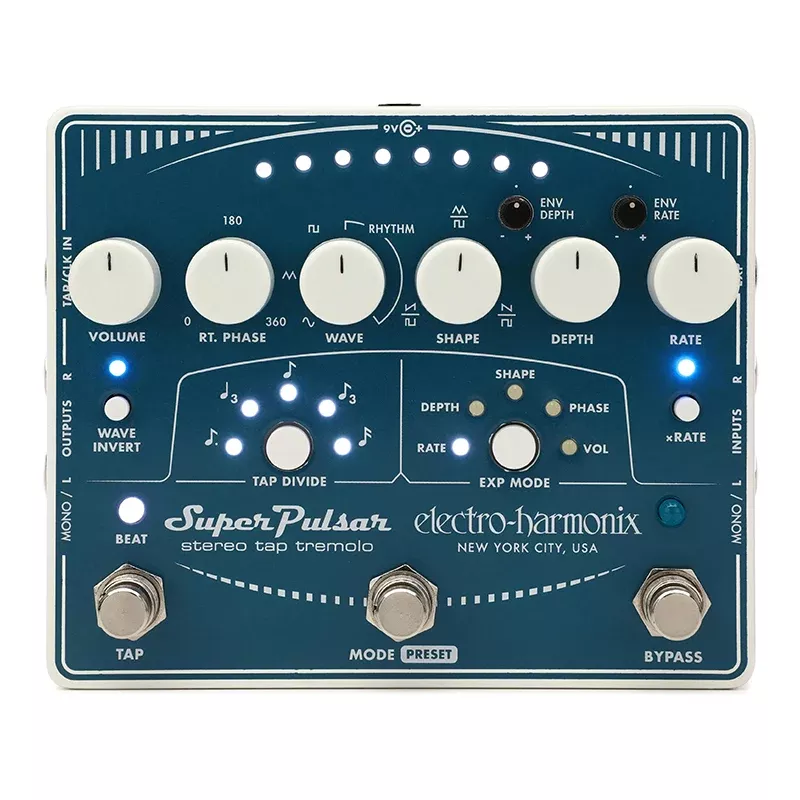 Electro Harmonix Super Pulsar Stereo Tap Tremolo Pedal