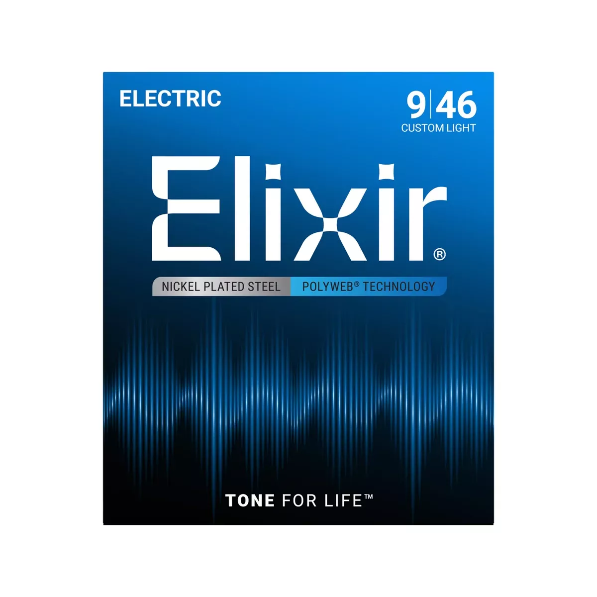 Elixir 12025 Polyweb Custom Light Electric Guitar Strings, 09-46
