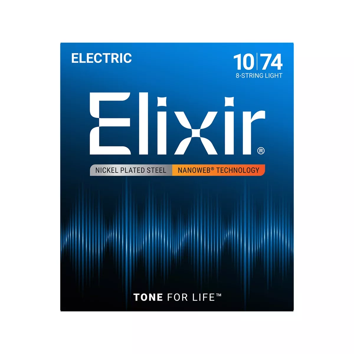 Elixir 12062 Nanoweb Light 8-String Electric Guitar Strings 10-74
