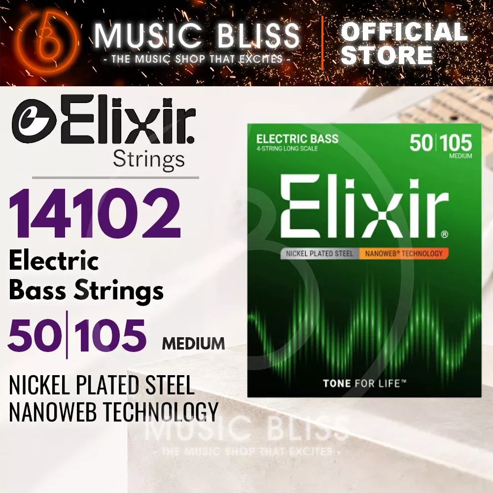 Elixir 14102 Nanoweb Heavy Long Scale Electric Bass Strings 050-105