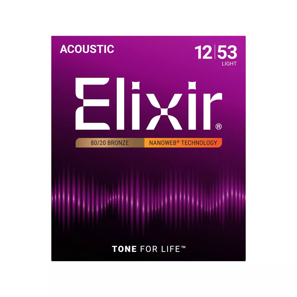 Elixir 16545 Nanoweb Phosphor Bronze Acoustic Guitar Strings, Light, 12-53, 3-Pack