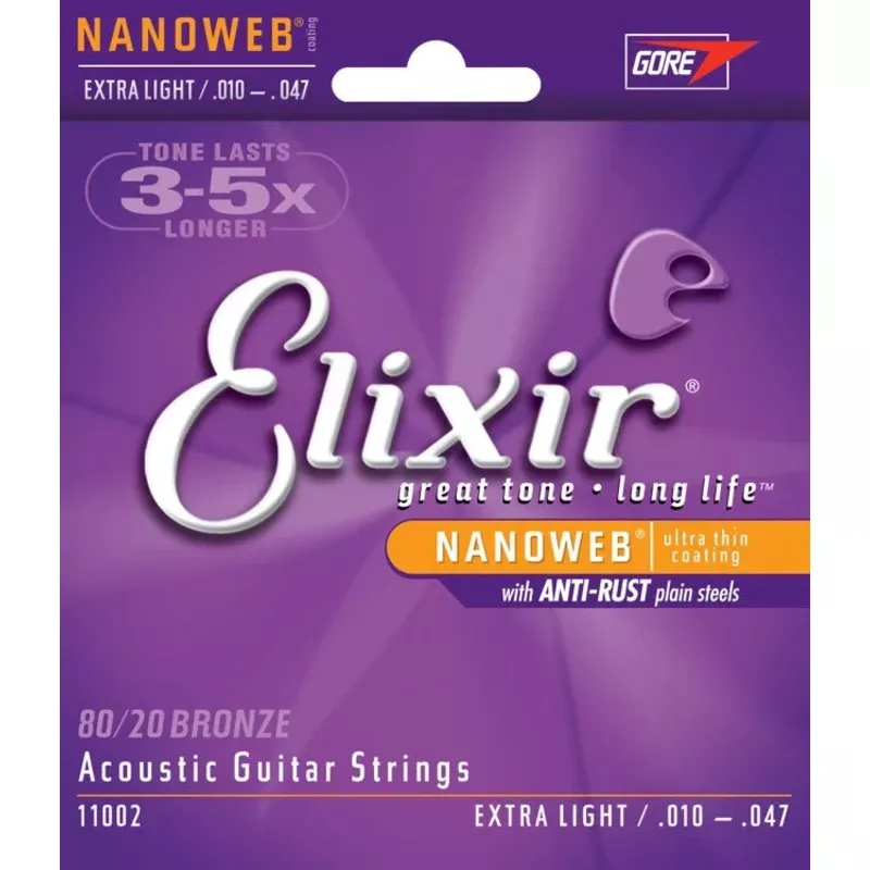 Elixir Acousitc Guitar 6 String NanoWeb Extra Light 11002