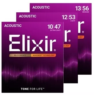 Elixir Nanoweb Acoustic Guitar String Set 80/20 Bronze