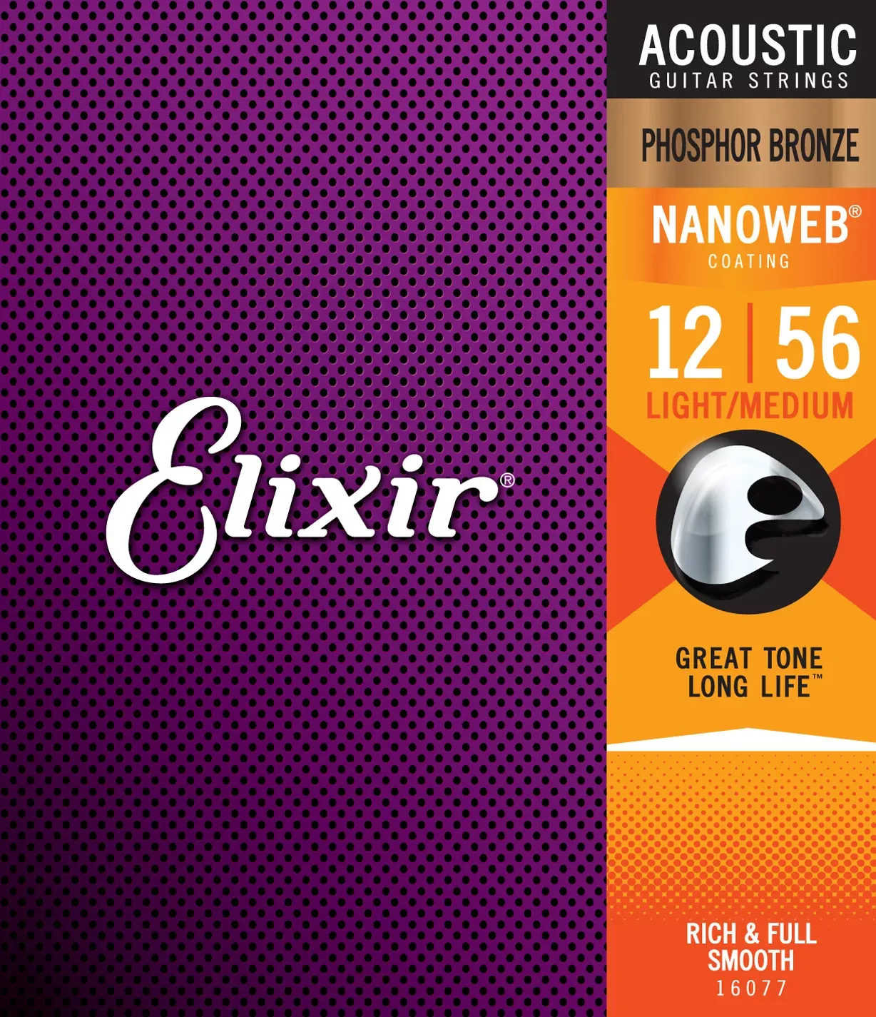Elixir Strings Acoustic Nano Phos Bronze Light Med 12-56
