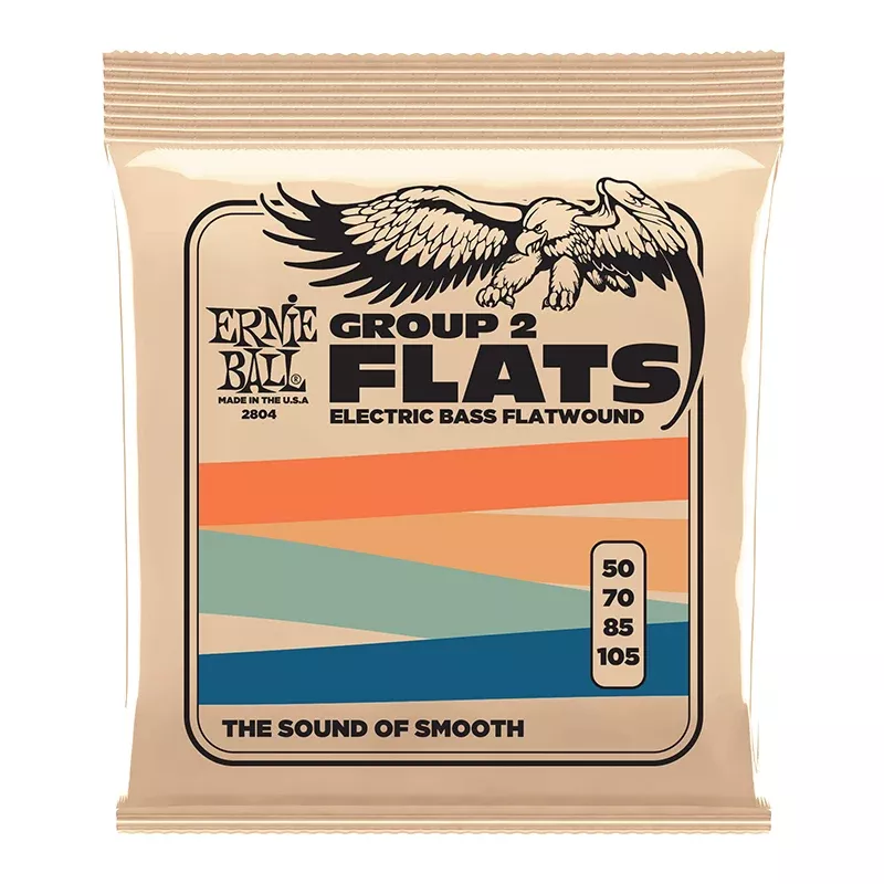 Ernie Ball 2804 Group II 4-String Flatwound Electric Bass Guitar Strings - Medium (50-105)