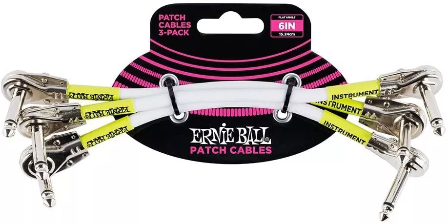 Ernie Ball 6" Pancake Patch Cable 3-pack White