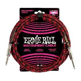 ERNIE BALL BRAIDED INSTRUMENT CABLE 10FT - RED/BLACK P06394