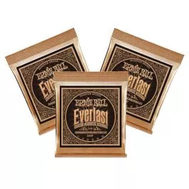 Ernie Ball COATED PHOSPHOR BRONZE EVERLAST LIGHT STRINGS (3 SETS) 749699125488