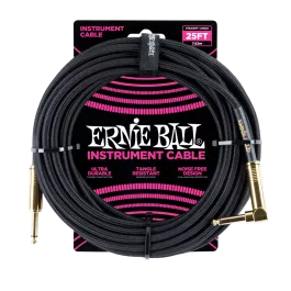 Ernie Ball PO6058 Braided Instrument Cable 25 Ft. BLACK