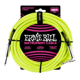 Ernie Ball PO6085 Braided Instrument Cable 18 Ft. NEON YELLOW