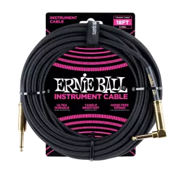 Ernie Ball PO6086 Braided Instrument Cable 18 Ft. BLACK