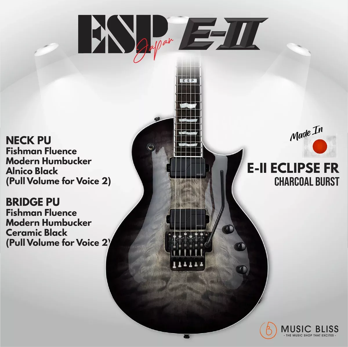ESP Japan E-II Eclipse FR Electric Guitar – Charcoal Burst [MIJ]